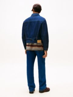 Pleated Denim Trucker Jacket — Blue 5
