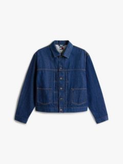 Pleated Denim Trucker Jacket — Blue 6