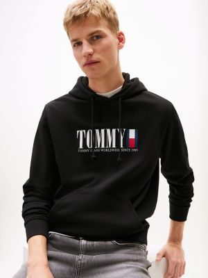 black logo regular hoody for men tommy jeans