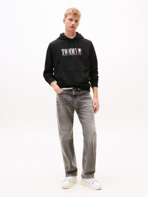 black logo regular hoody for men tommy jeans