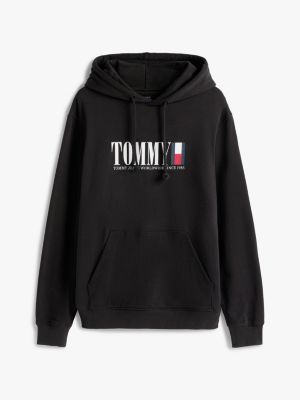 black logo regular hoody for men tommy jeans