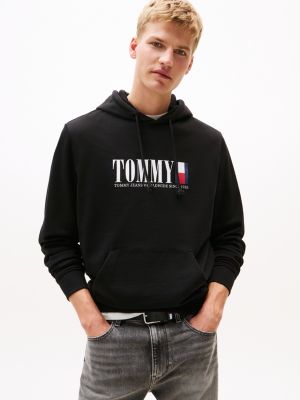 black bawełniana bluza z logo o regularnym kroju dla mężczyźni - tommy jeans
