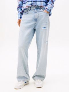 Jaimie Coolmax Distressed Relaxed Straight Leg Jeans — Blue 2