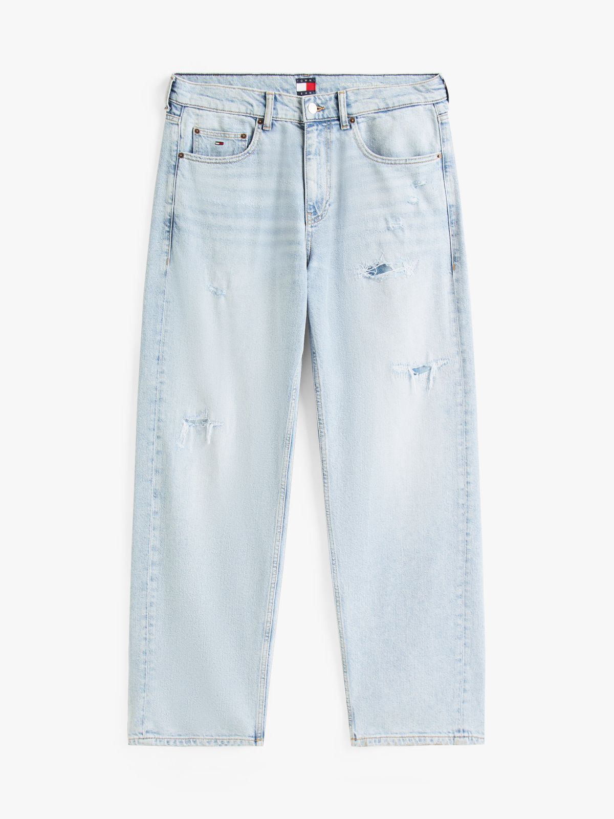 Jaimie Coolmax Distressed Relaxed Straight Leg Jeans — Blue