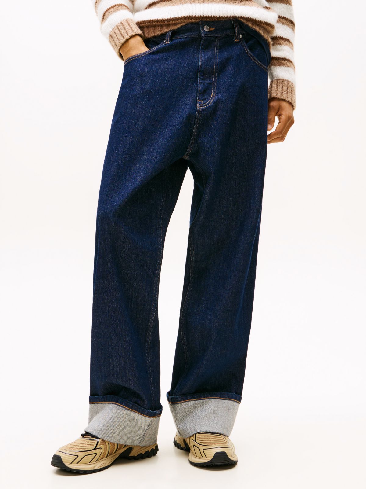 Theo Turn-Up Loose Jeans — Blue