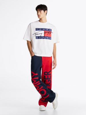 white flag logo jersey t-shirt for men tommy jeans