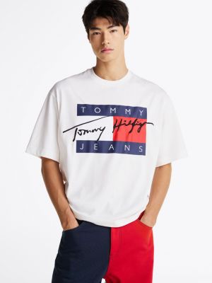 white flag logo jersey t-shirt for men tommy jeans