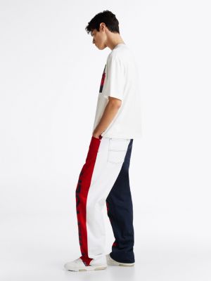 jean colour-block à logo bleu pour hommes tommy jeans