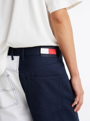 jean colour-block à logo bleu pour hommes tommy jeans