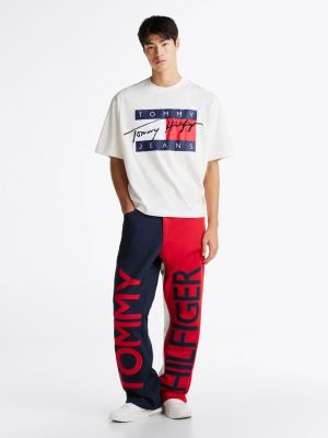 blue logo colour-blocked jeans for men tommy jeans