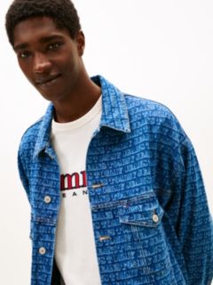 Spell-Out Logo Oversized Denim Trucker Jacket — Blue 2