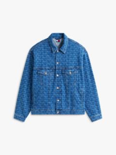Spell-Out Logo Oversized Denim Trucker Jacket — Blue 6