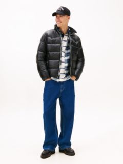 Water Repellent Twill Relaxed Puffer Jacket — Black 3