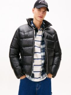 Water Repellent Twill Relaxed Puffer Jacket — Black 1
