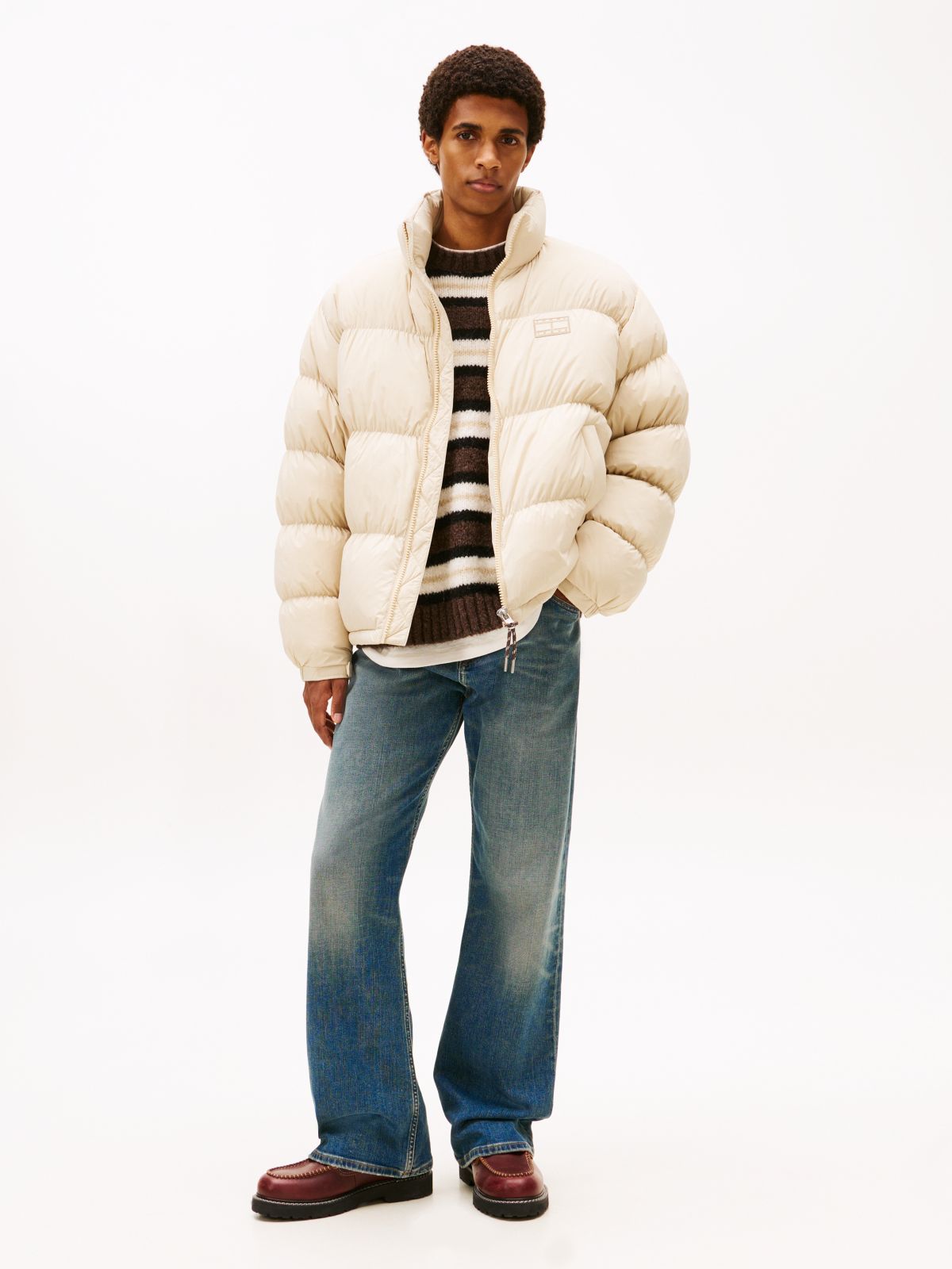 Down Relaxed Alaska Puffer Jacket — Beige