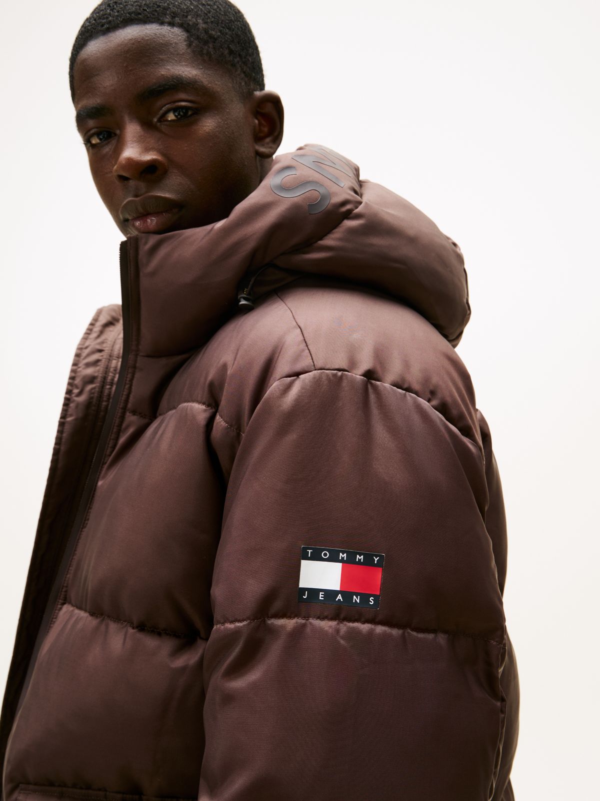 Water Repellent Relaxed Puffer Jacket — Brown