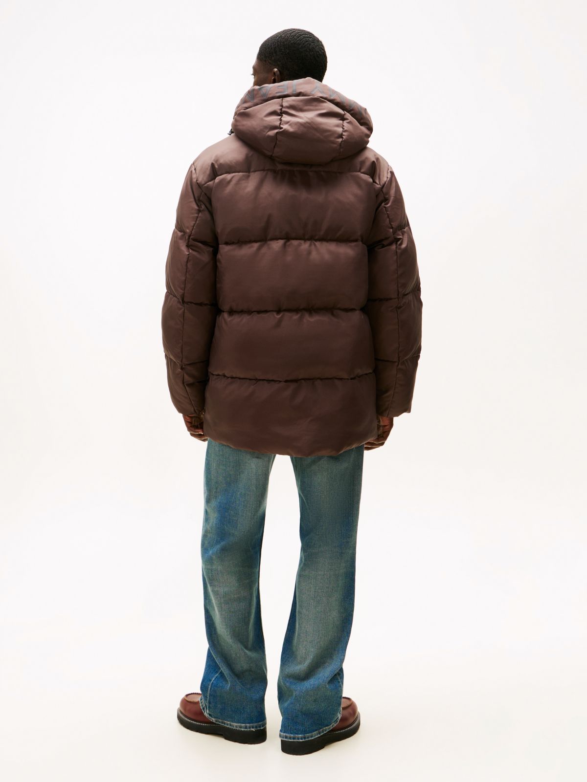 Water Repellent Relaxed Puffer Jacket — Brown