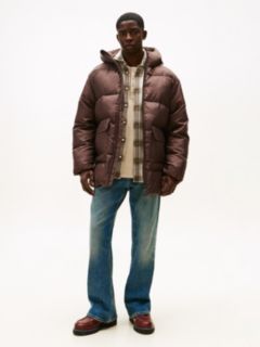 Water Repellent Relaxed Puffer Jacket — Brown 1