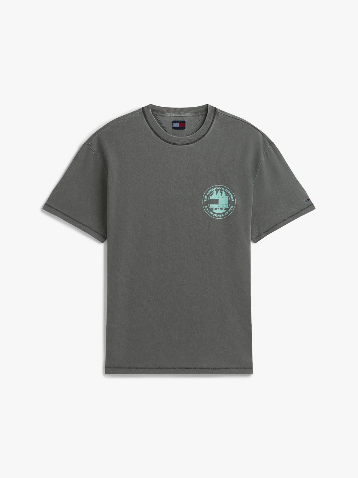 Back Slogan Textured Relaxed T-Shirt — Black