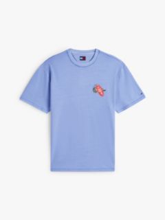Back Slogan Textured Relaxed T-Shirt — Blue 5