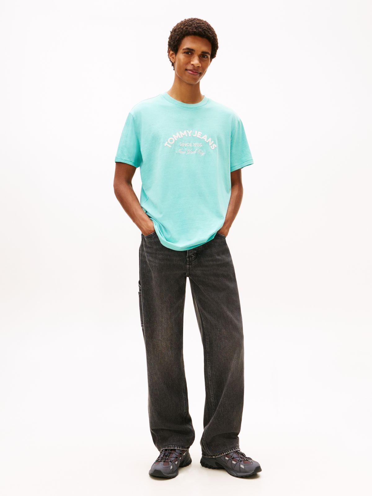 Arch Logo Textured T-Shirt — Blue