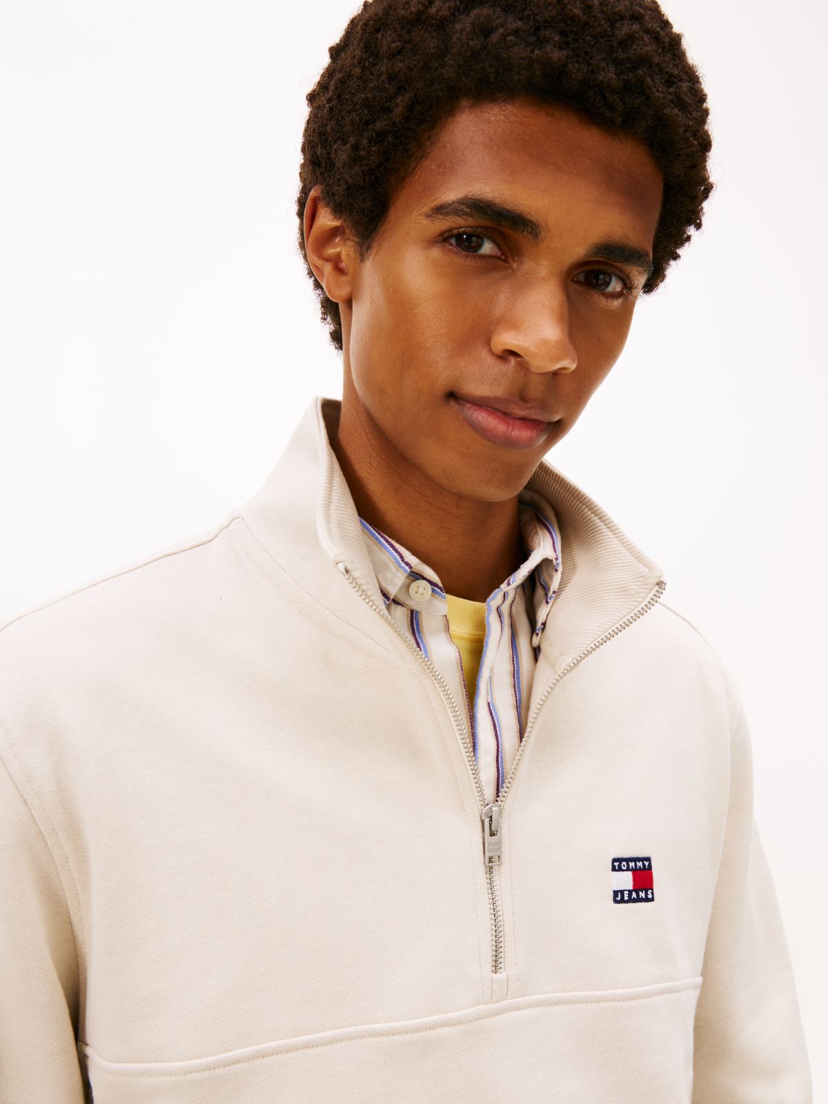 Tommy Badge Quarter-Zip Jumper — White
