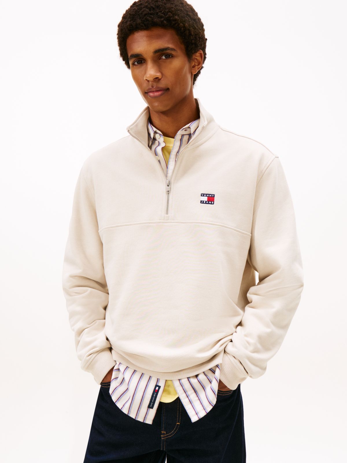 Tommy Badge Quarter-Zip Jumper — White