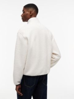 Badge Teddy Relaxed Zip-Thru Sweatshirt — Beige 4