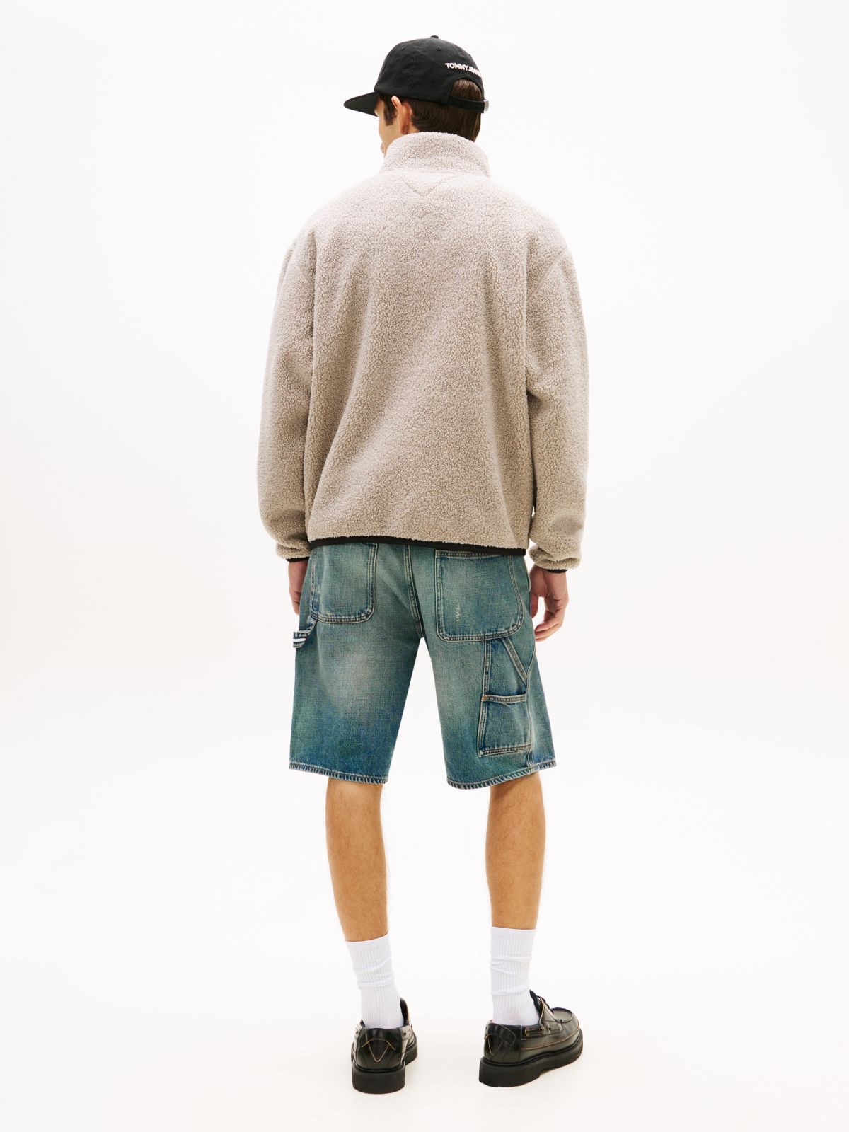 Badge Teddy Relaxed Zip-Thru Sweatshirt — Grey