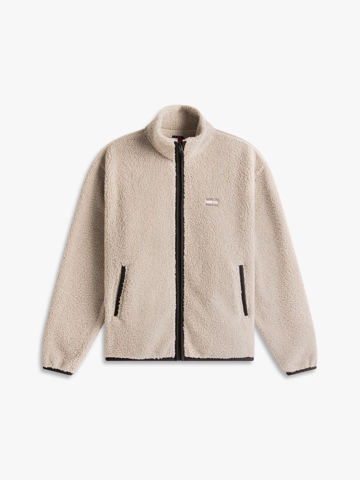 Badge Teddy Relaxed Zip-Thru Sweatshirt — Grey