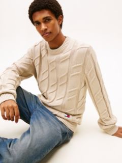 Tommy Badge Chunky Cable Knit Jumper — Beige 2