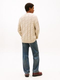 Tommy Badge Chunky Cable Knit Jumper — Beige 4