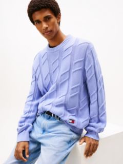 Tommy Badge Chunky Cable Knit Jumper — Blue 2