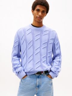 Tommy Badge Chunky Cable Knit Jumper — Blue 1