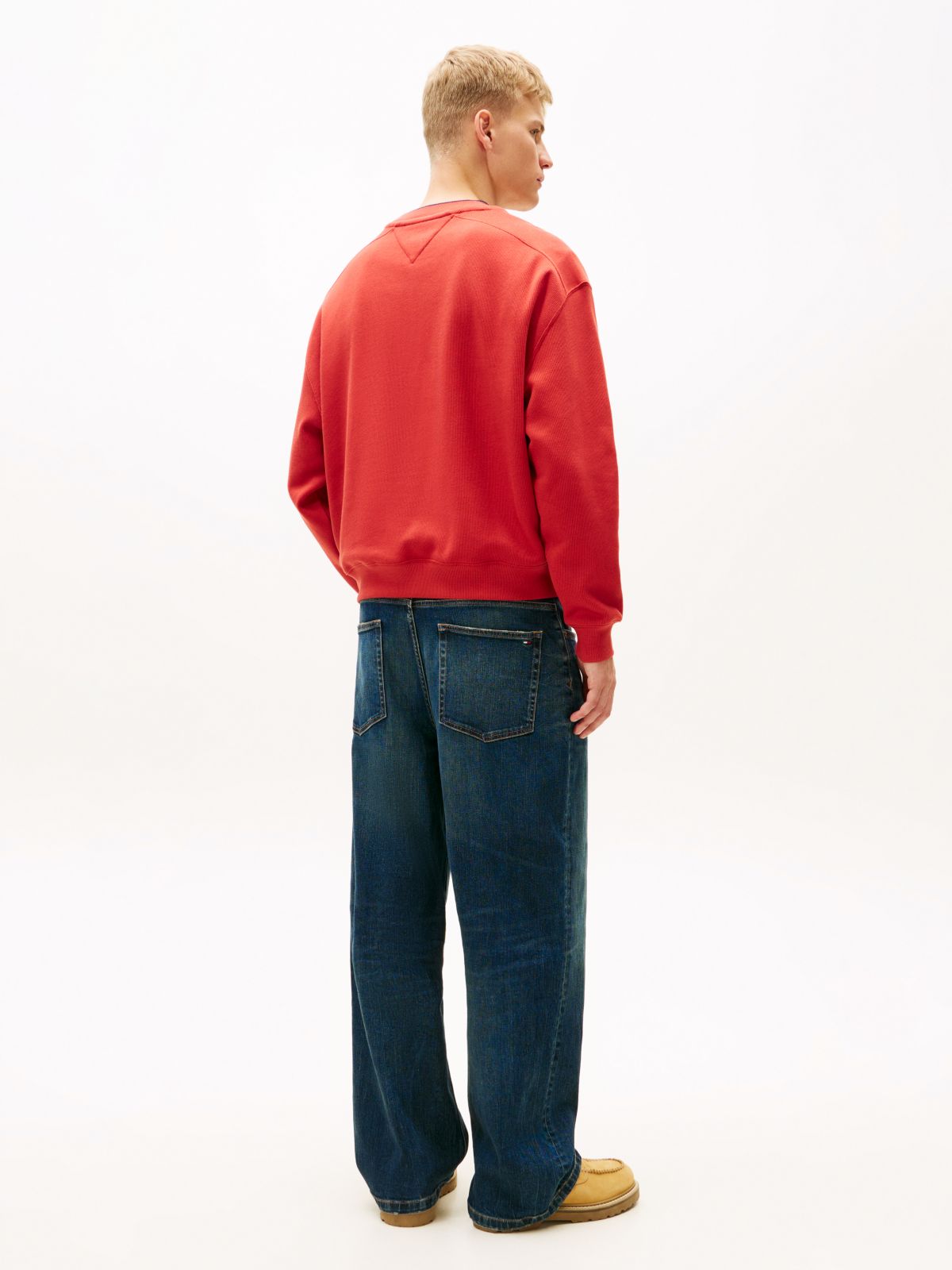 90s Logo Appliqué Fleece Sweatshirt — Red