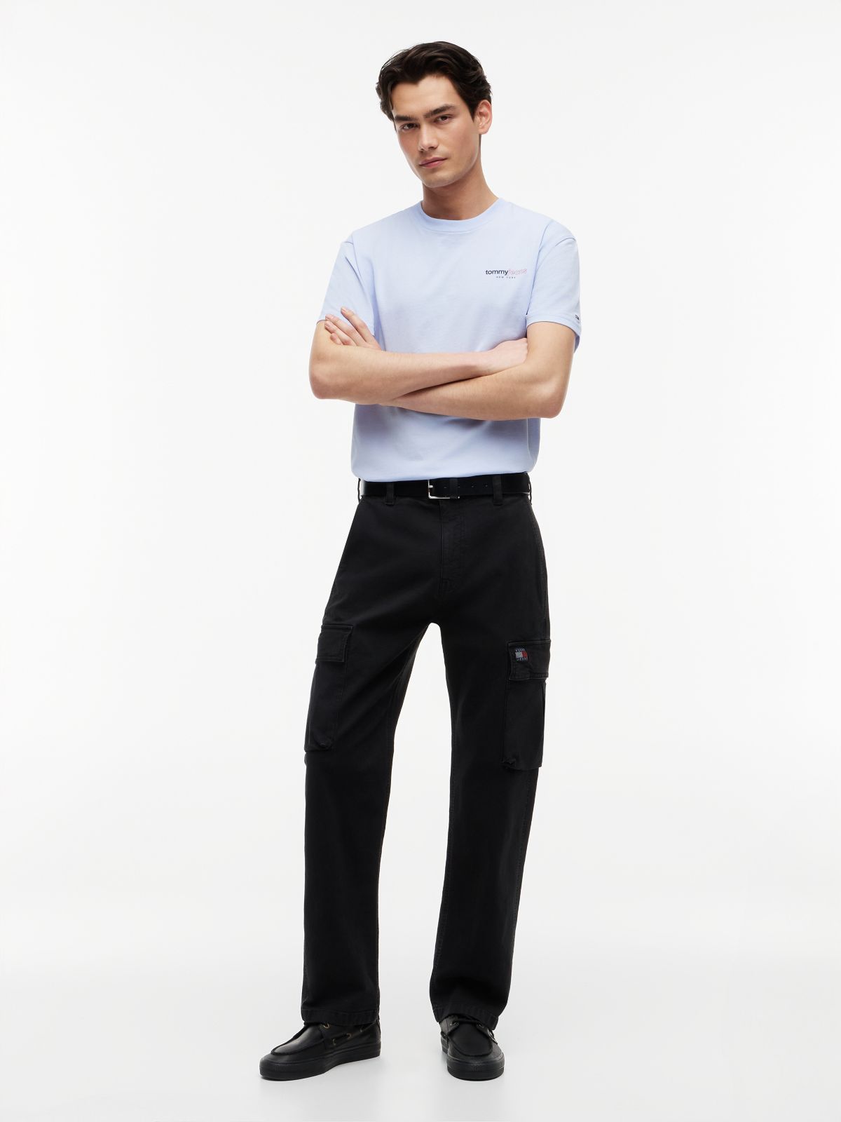 Otis Canvas Straight Cargo Trousers — Black