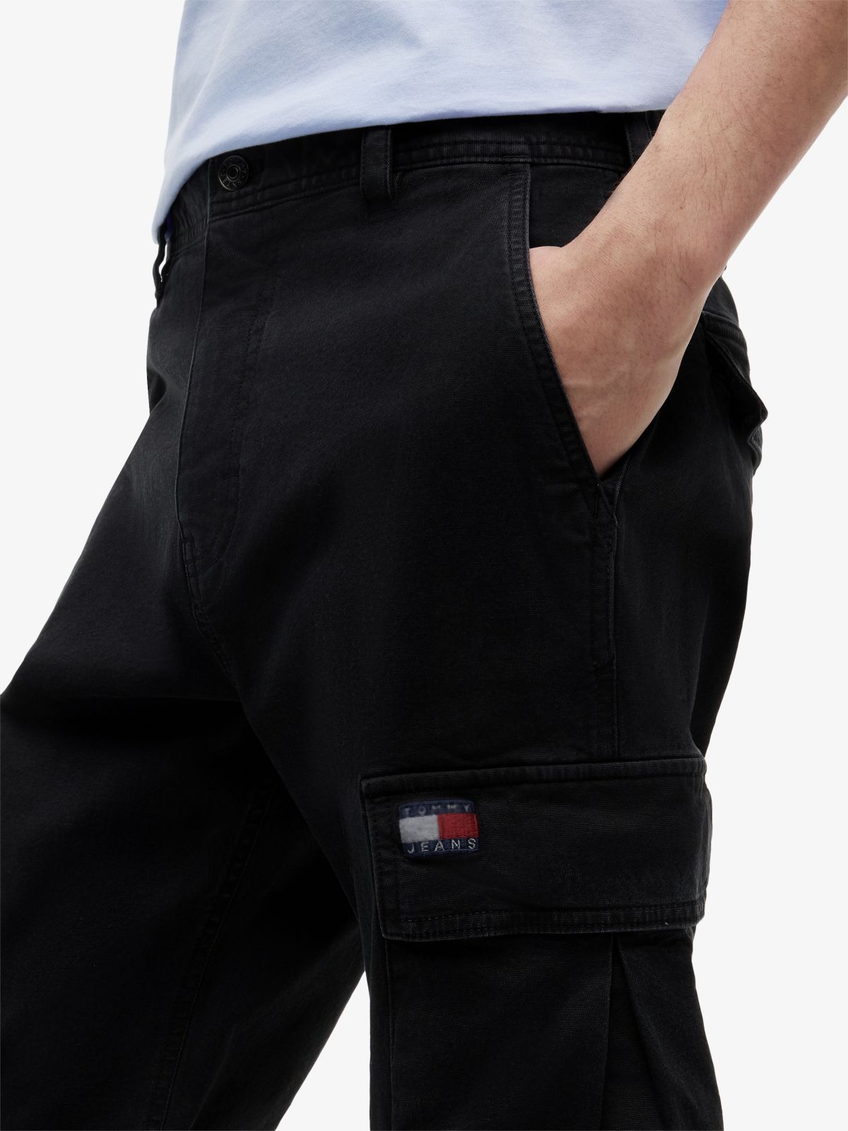 Otis Canvas Straight Cargo Trousers — Black