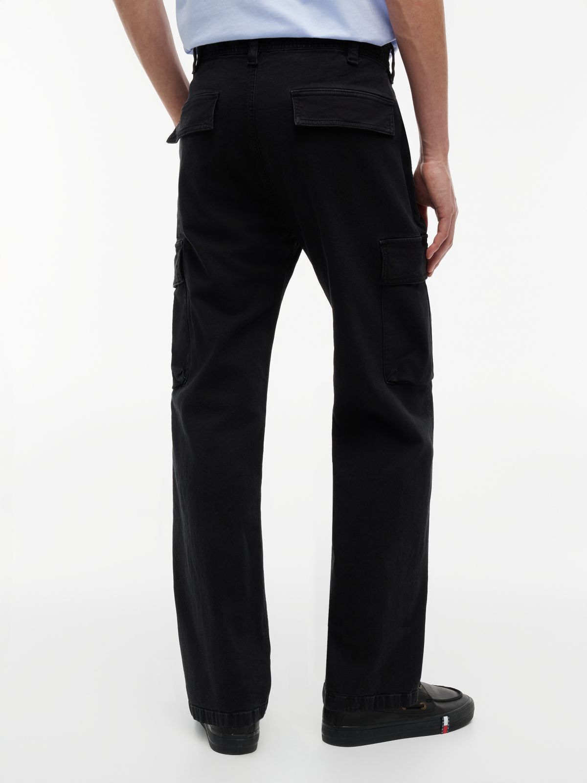 Otis Canvas Straight Cargo Trousers — Black