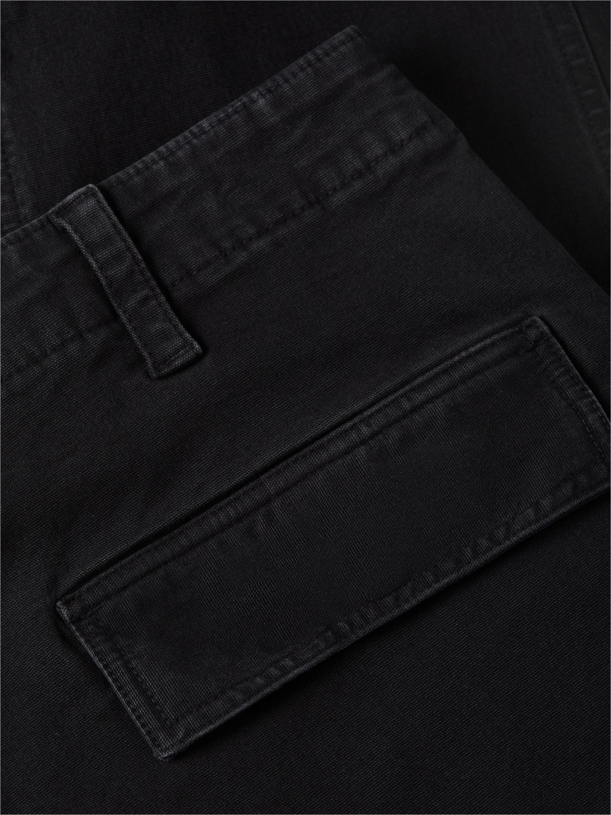 Otis Canvas Straight Cargo Trousers — Black