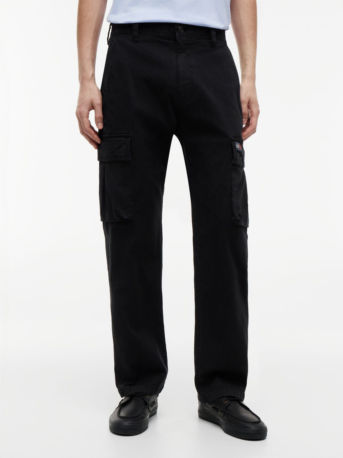 Otis Canvas Straight Cargo Trousers — Black