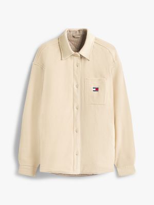 beżowy dwustronna koszula wierzchnia o kroju oversize dla mężczyźni - tommy jeans