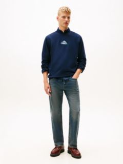 Mountain Logo Embroidery Terry Sweatshirt — Blue 3