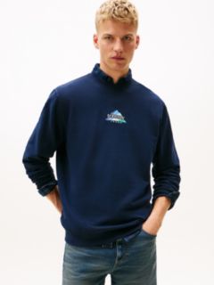 Mountain Logo Embroidery Terry Sweatshirt — Blue 1