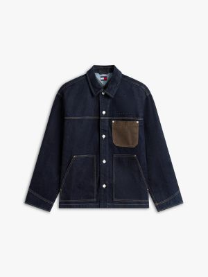 blau relaxed fit chore-jacke aus denim für herren - tommy jeans