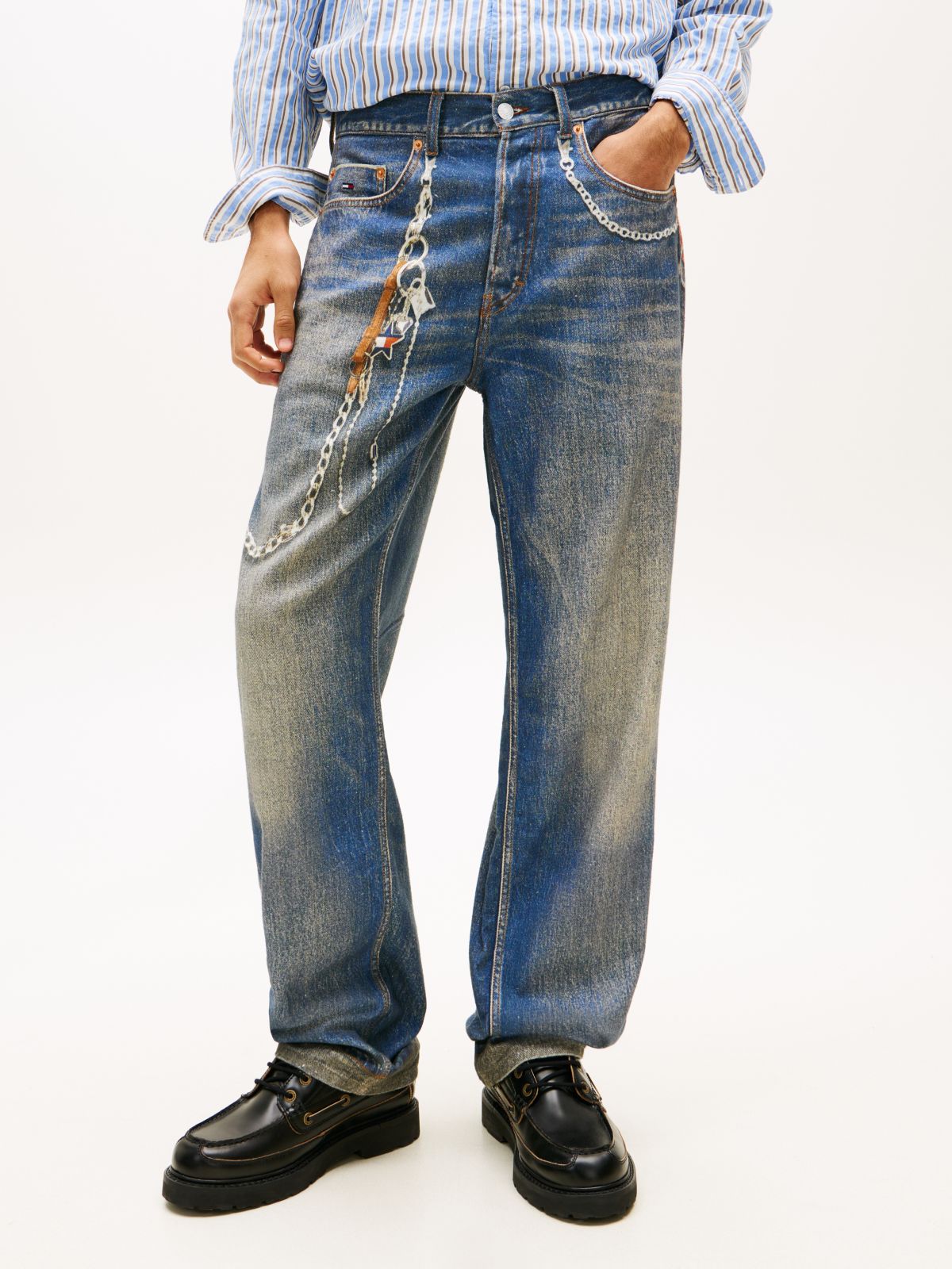 Jaimie Loose Straight Print Selvedge Jeans — Blue