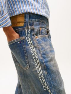 Jaimie Loose Straight Print Selvedge Jeans — Blue 4