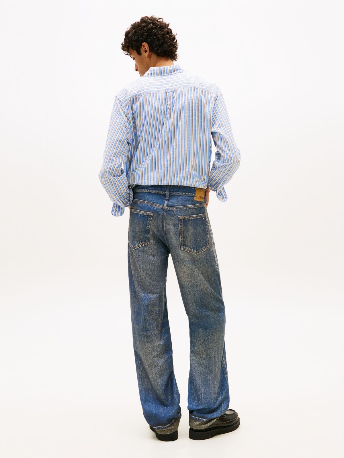 Jaimie Loose Straight Print Selvedge Jeans — Blue