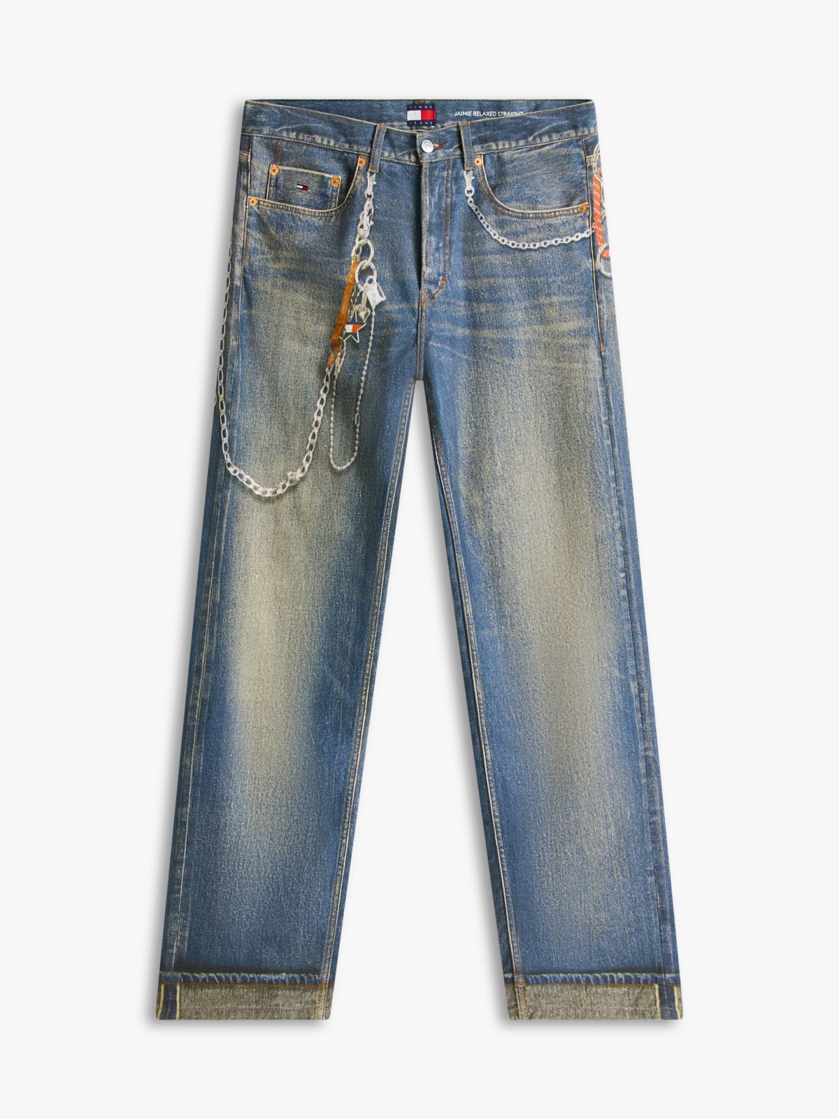 Jaimie Loose Straight Print Selvedge Jeans — Blue