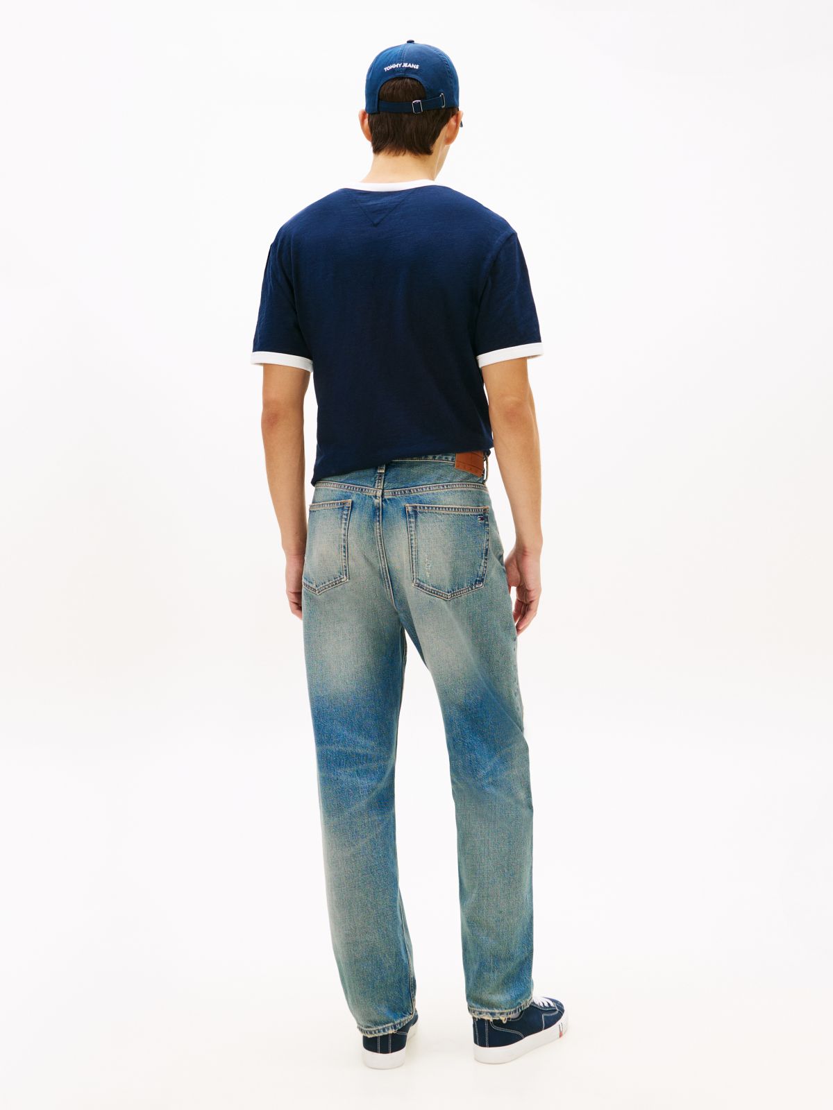 Sonny Tapered Leg Distressed Jeans — Blue