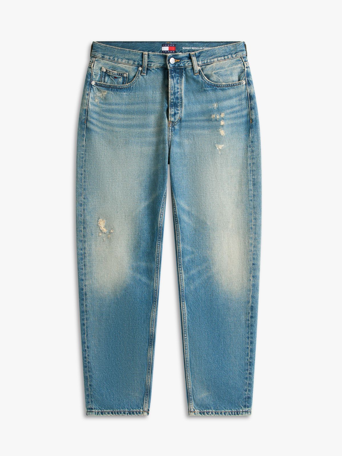 Sonny Tapered Leg Distressed Jeans — Blue